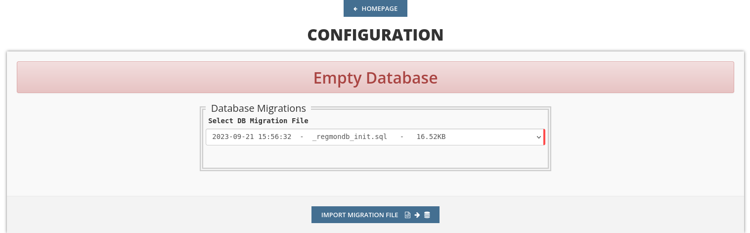 Initial Database Configuration