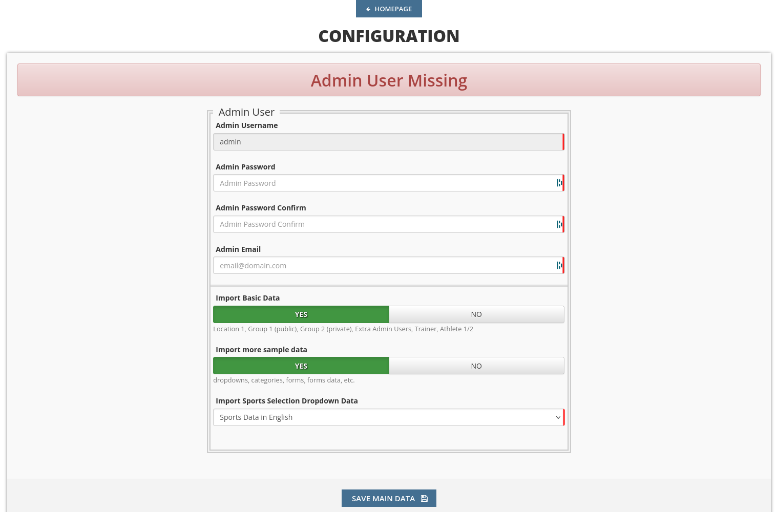 Initial Database Configuration