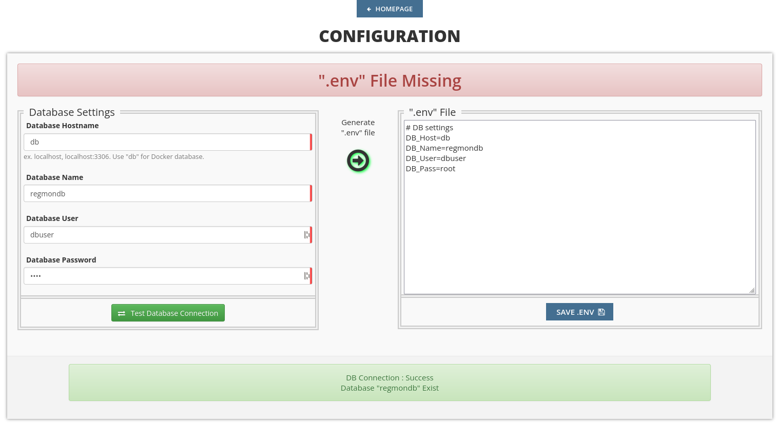 Initial Database Configuration